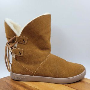 Koolaburra UGG Shazi Brown Suede Shearling Short Winter Boot Women's 7 1019361